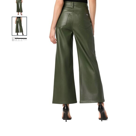 Joe's Jeans Hunter Green Wide Leg Ankle Cropped Faux Leather Jeans Size 31 - Picture 2 of 2
